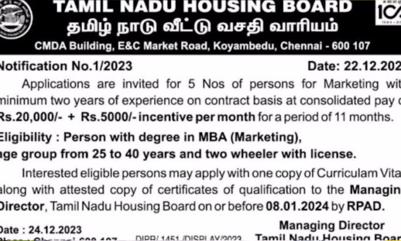 TN Housing Board Job Vacancy