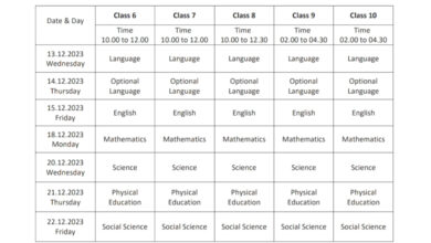 Tamil Nadu Half Yearly Exam Time Table