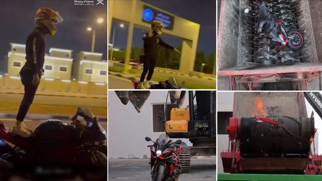 bike stunt in qatar punishment video