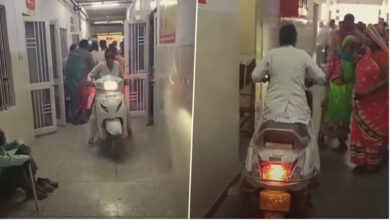 nurse riding scooty inside hospital