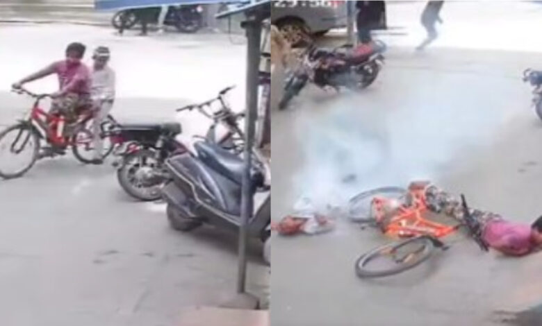 electric shock hit 2kids on bicycle 1dead