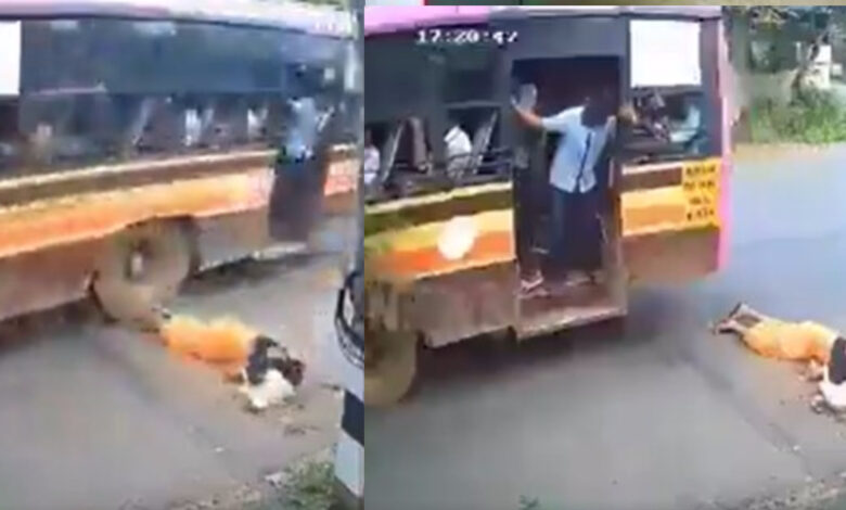 woman fell down from bus