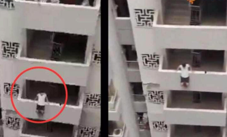 teenager trying suicide jump from 12th floor