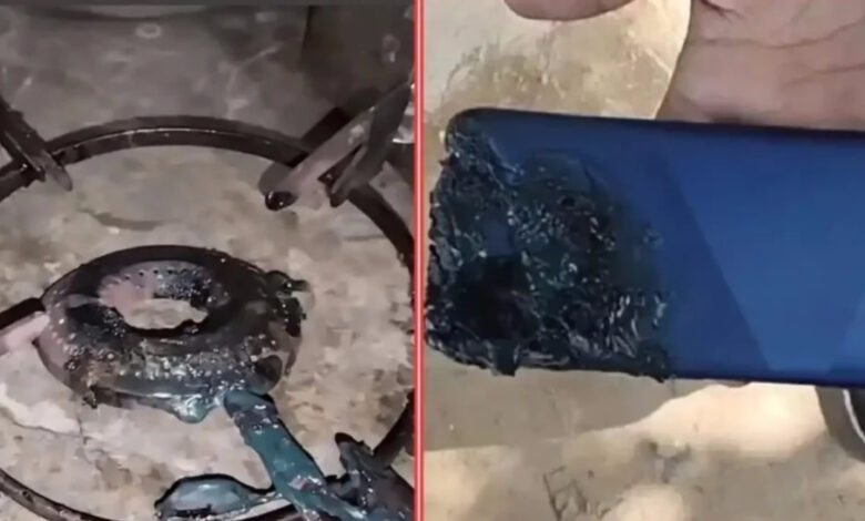 mobile fell in boiling oil and exploded